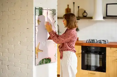 Magnetic dry erase board with a summer-themed frame