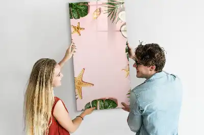 Magnetic dry erase board with a summer-themed frame