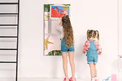 Magnetic dry erase board with a summer-themed frame