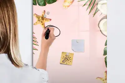 Magnetic dry erase board with a summer-themed frame