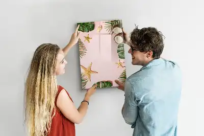 Magnetic dry erase board with a summer-themed frame