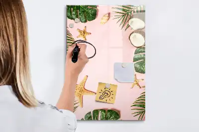 Magnetic dry erase board with a summer-themed frame
