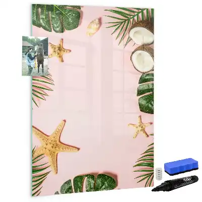Magnetic dry erase board with a summer-themed frame