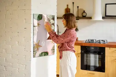 Magnetic dry erase board with a summer-themed frame