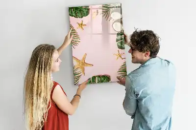 Magnetic dry erase board with a summer-themed frame