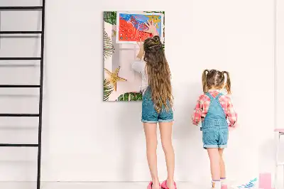 Magnetic dry erase board with a summer-themed frame