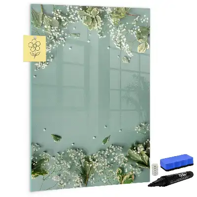 Magnetic writing board baby's breath design