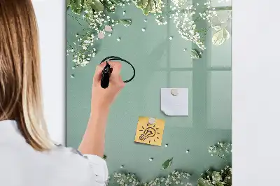 Magnetic writing board baby's breath design