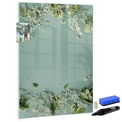 Magnetic writing board baby's breath design