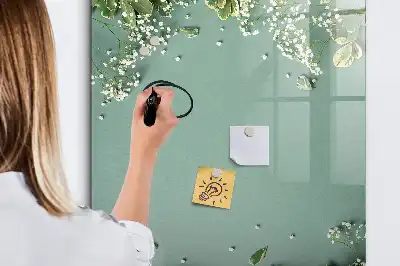 Magnetic writing board baby's breath design