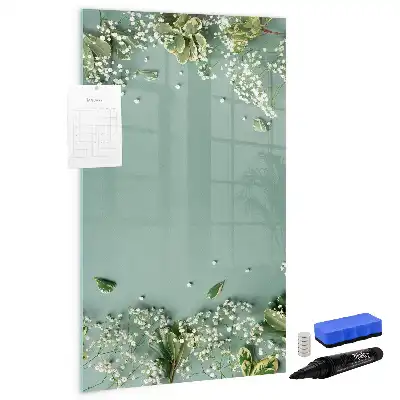 Magnetic writing board baby's breath design