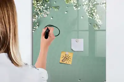 Magnetic writing board baby's breath design