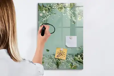 Magnetic writing board baby's breath design