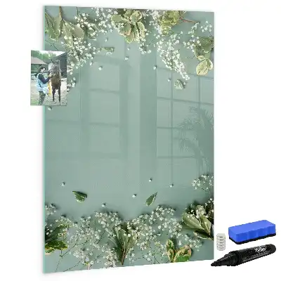 Magnetic writing board baby's breath design