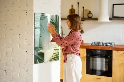 Magnetic dry erase board with tropical monstera leaf print