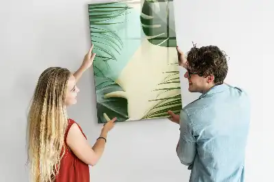 Magnetic dry erase board with tropical monstera leaf print