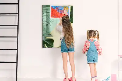 Magnetic dry erase board with tropical monstera leaf print