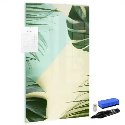 Magnetic dry erase board with tropical monstera leaf print