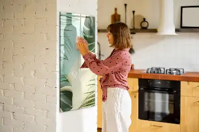 Magnetic dry erase board with tropical monstera leaf print