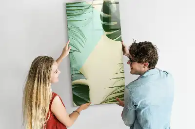 Magnetic dry erase board with tropical monstera leaf print