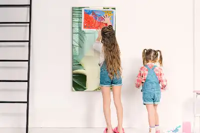 Magnetic dry erase board with tropical monstera leaf print