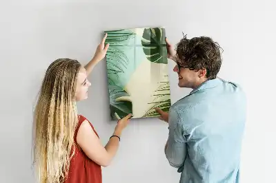 Magnetic dry erase board with tropical monstera leaf print