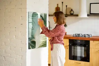 Magnetic dry erase board with tropical monstera leaf print