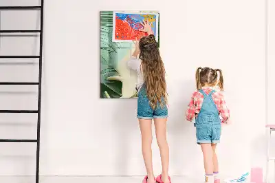 Magnetic dry erase board with tropical monstera leaf print