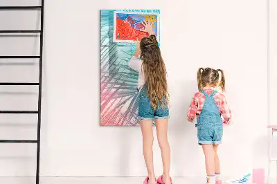 Magnetic writing board palm leaves pattern