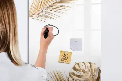 Magnetic dry erase board with gold leaves design