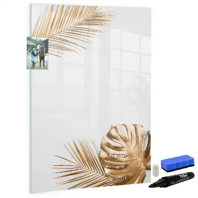 Magnetic dry erase board with gold leaves design