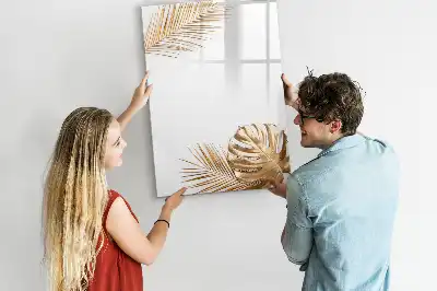 Magnetic dry erase board with gold leaves design