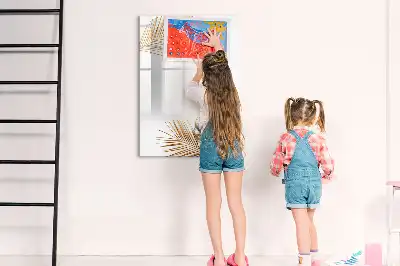 Magnetic dry erase board with gold leaves design