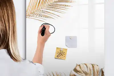 Magnetic dry erase board with gold leaves design