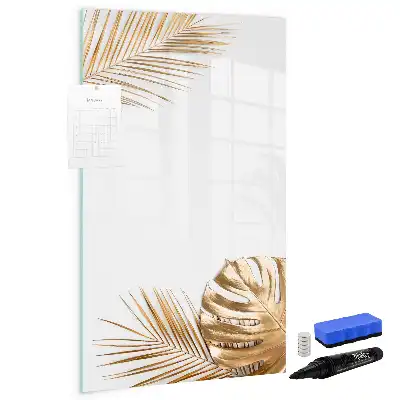 Magnetic dry erase board with gold leaves design