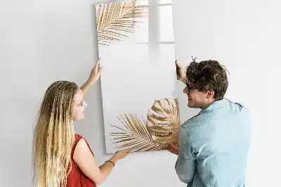 Magnetic dry erase board with gold leaves design