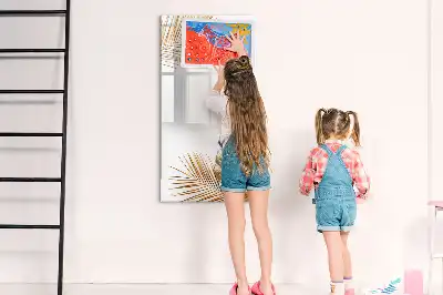 Magnetic dry erase board with gold leaves design