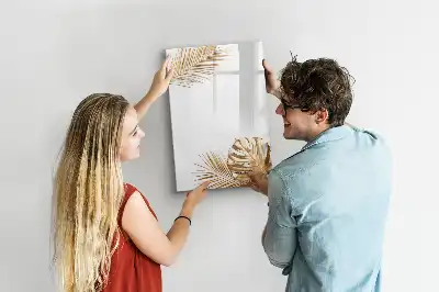 Magnetic dry erase board with gold leaves design