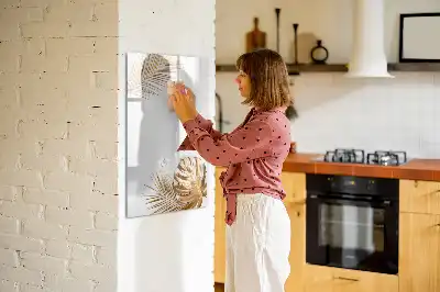 Magnetic dry erase board with gold leaves design