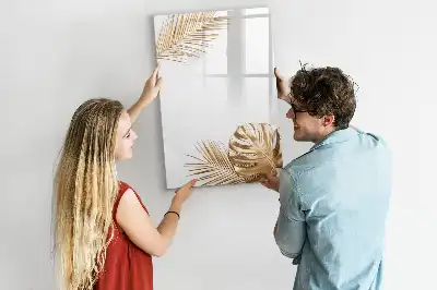 Magnetic dry erase board with gold leaves design