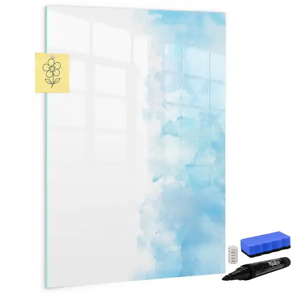 Magnetic writing board with watercolor splatters design