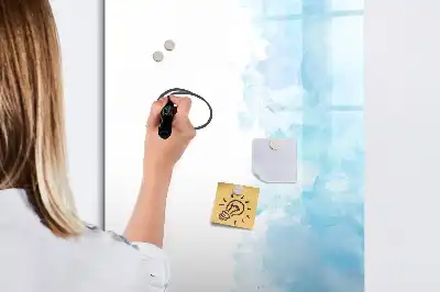 Magnetic writing board with watercolor splatters design