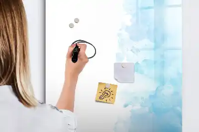 Magnetic writing board with watercolor splatters design