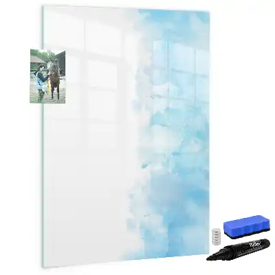 Magnetic writing board with watercolor splatters design