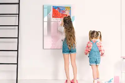 Magnetic dry erase board with abstract pattern design
