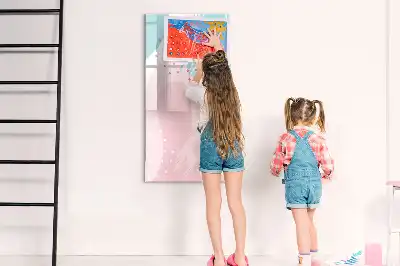 Magnetic dry erase board with abstract pattern design