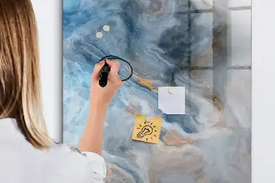 Magnetic writing board with marble pattern