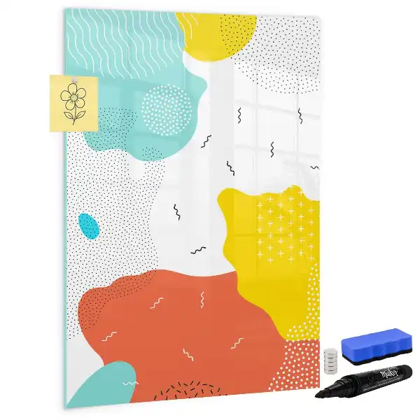 Magnetic erase board with a colorful doodles design