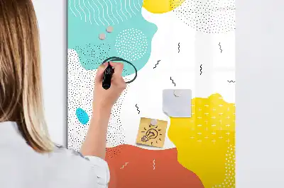 Magnetic erase board with a colorful doodles design