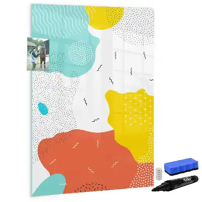 Magnetic erase board with a colorful doodles design